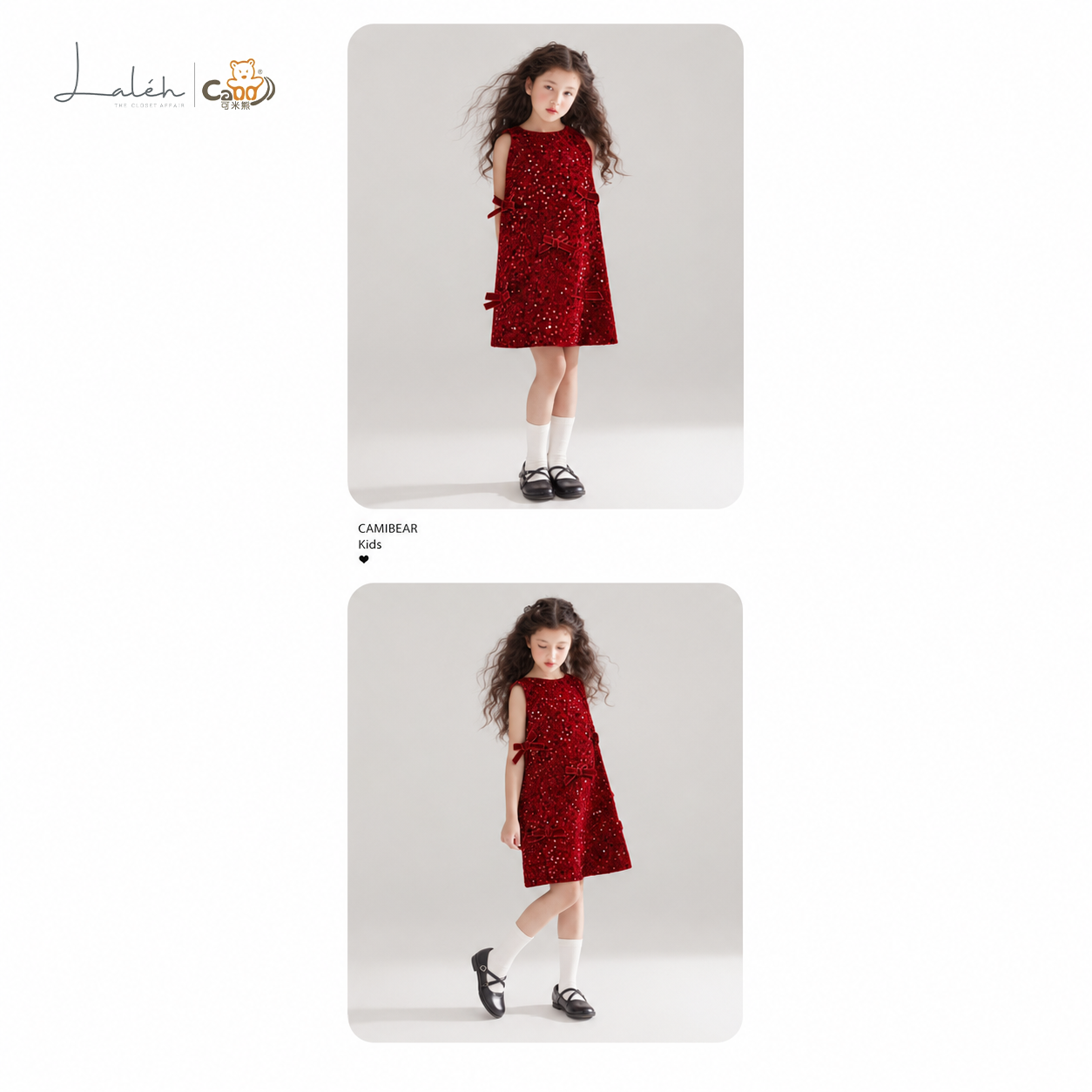 [Sequin Embroidery Velvet Bow] Children_s Winter Fashionable Thin Cotton Mixed Sweet